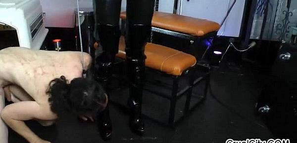  Canine Slave Worships Isobel&039;s Shiny Leather Boots!